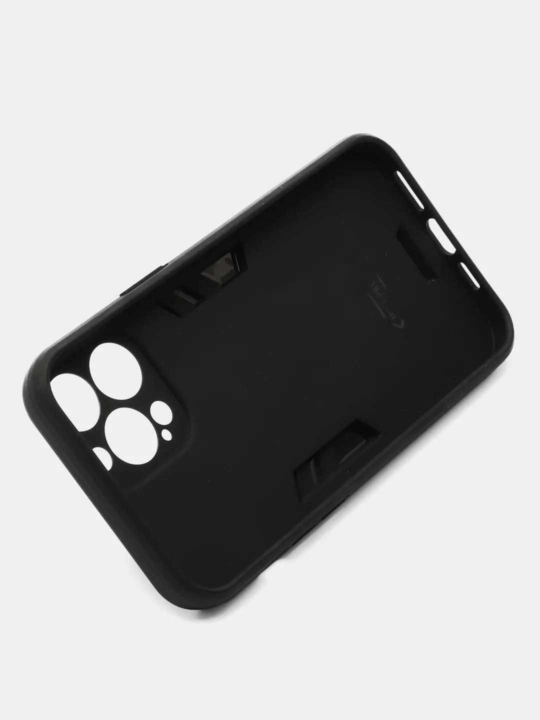 Черный чехол iPhone 13 Pro Max (Айфон) противоударный, с металлической подставкой кольцом