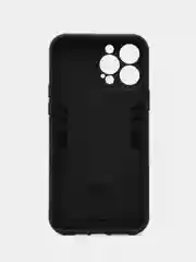 Черный чехол iPhone 13 Pro Max (Айфон) противоударный, с металлической подставкой кольцом