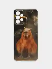 Коричневый чехол на Samsung Galaxy A23 / Самсунг А23 прозрачный, с рисунком, защита камеры