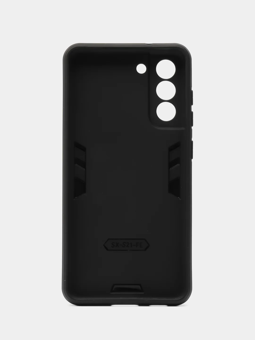 Синий чехол для Samsung Galaxy S21 FE противоударный, с металлической подставкой кольцом