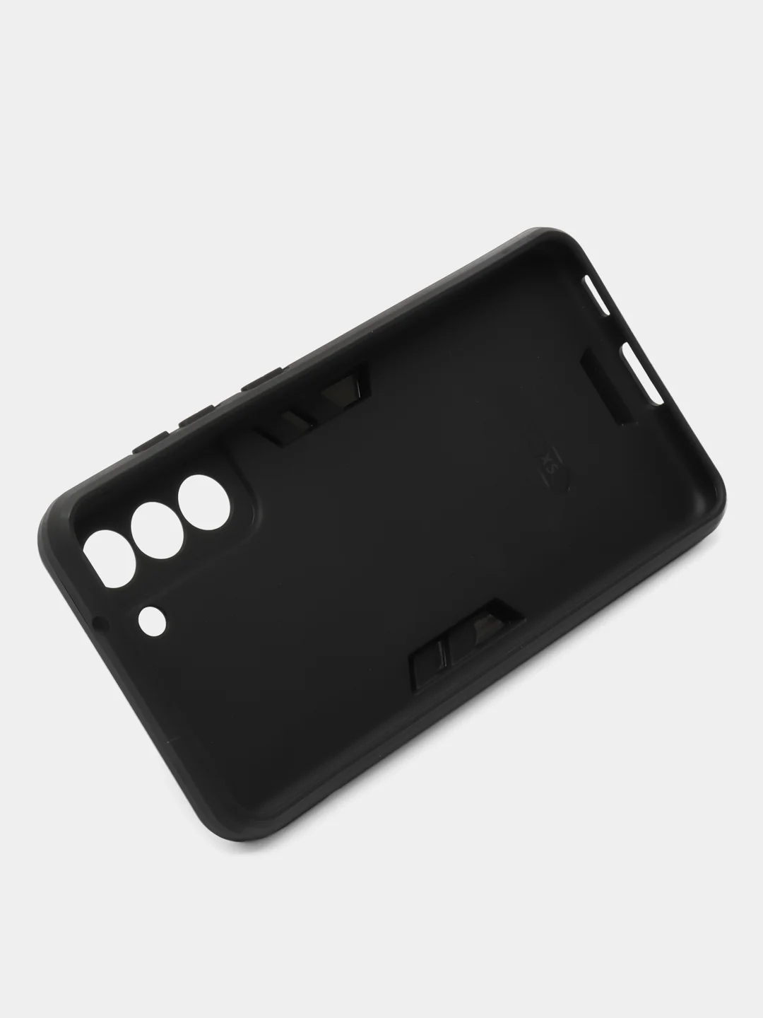 Синий чехол для Samsung Galaxy S21 FE противоударный, с металлической подставкой кольцом