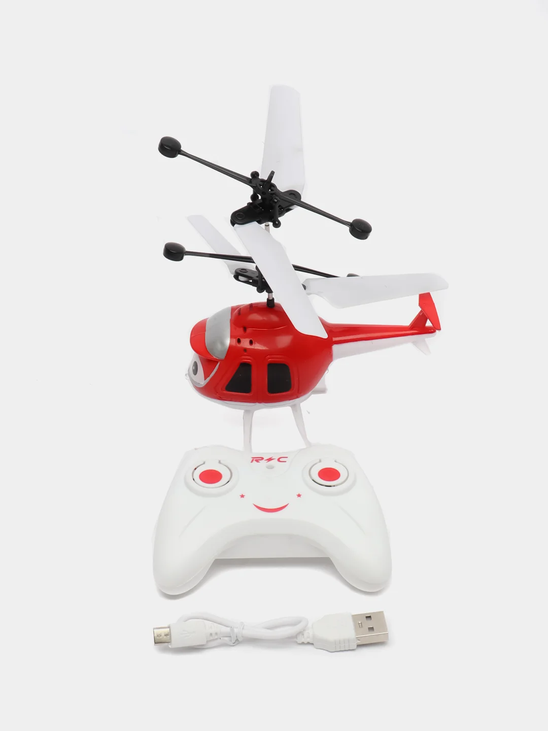 Красный радиоуправляемый детский вертолет Induction Helicopter с пультом управления