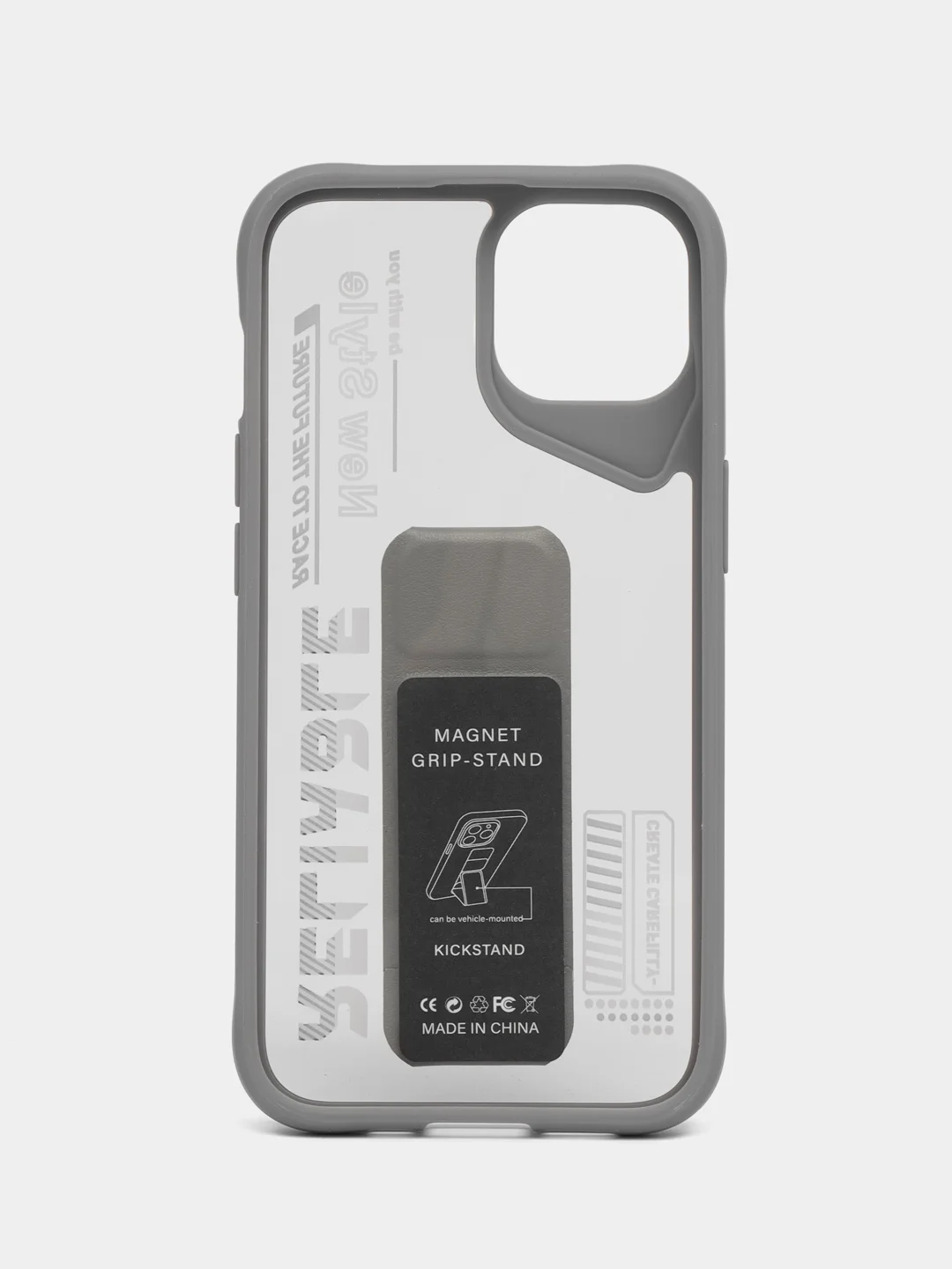 Серый чехол с подставкой на iPhone 13 (Айфон 13)