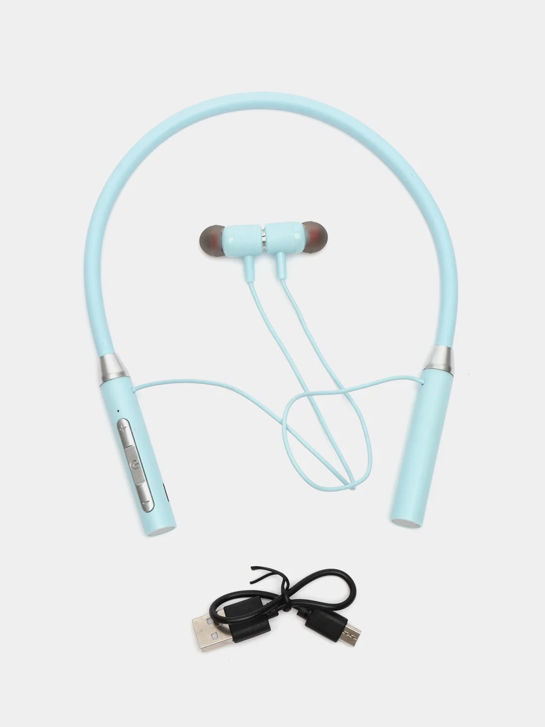 Голубой беспроводные наушники, спортивные, на шею, Bluetooth