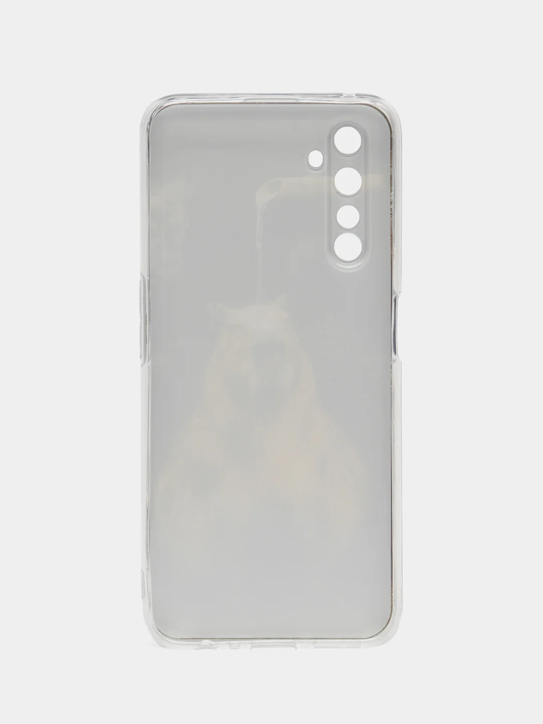 Коричневый силиконовый чехол на Realme 6 Pro / Реалми 6 Про прозрачный, с рисунком, защита камеры