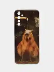 Коричневый силиконовый чехол на Realme 6 Pro / Реалми 6 Про прозрачный, с рисунком, защита камеры