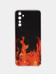 Оранжевый силиконовый чехол на Realme 6 Pro / Реалми 6 Про прозрачный, с рисунком, защита камеры