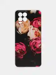 Кораллово-розовый чехол на Oppo Realme 8/8 Pro / Реалми 8/8 Про прозрачный, с рисунком, защита камеры