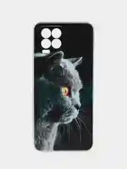 Тёмно-серый чехол на Oppo Realme 8/8 Pro / Реалми 8/8 Про прозрачный, с рисунком, защита камеры