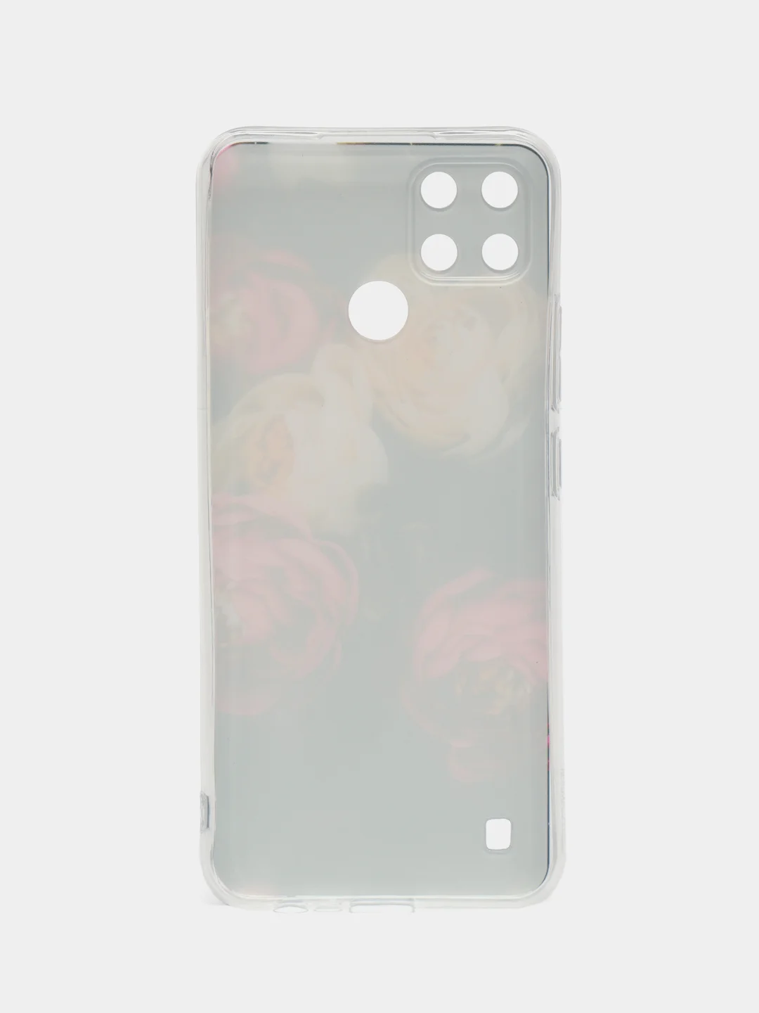 Кораллово-розовый чехол на Oppo Realme C21Y/C25Y / Реалми C21Y/C25Y прозрачный, с рисунком, защита камеры