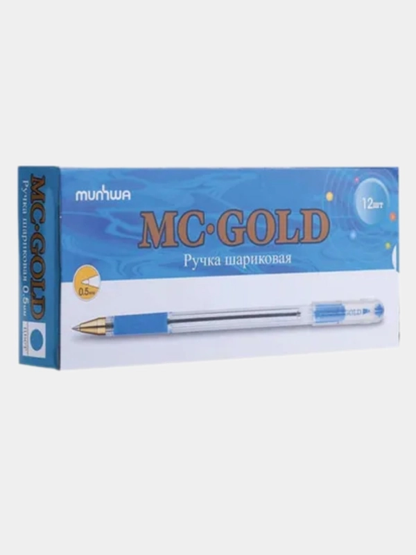 Ручка шариковая масляная с грипом MUNHWA "MC Gold",узел 0,5 мм,линия письма 0,3 мм, BMC-02