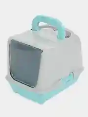 Бирюзовый туалет-бокс закрытый для небольших кошек, 43*32*33 см, лоток закрытый, туалет домик