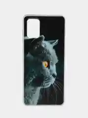 Тёмно-серый чехол на Samsung Galaxy A71 4G / Самсунг А71 4G прозрачный, с рисунком, защита камеры
