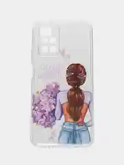 Сиреневый чехол на Xiaomi Redmi 10 / Сяоми Редми 10 прозрачный, с рисунком, защита камеры