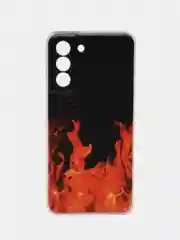 Оранжевый чехол на Samsung Galaxy S21 FE 5G / Самсунг S21 FE прозрачный, с рисунком, защита камеры