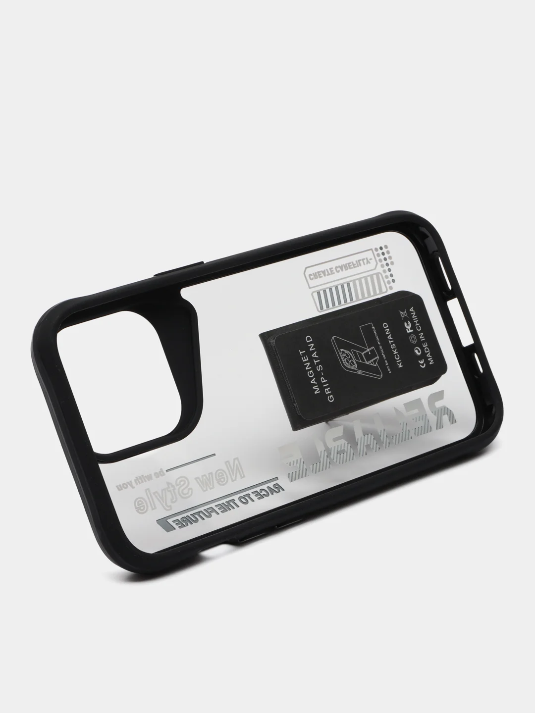 Черный чехол с подставкой на iPhone 13 Pro (Айфон 13 Про)
