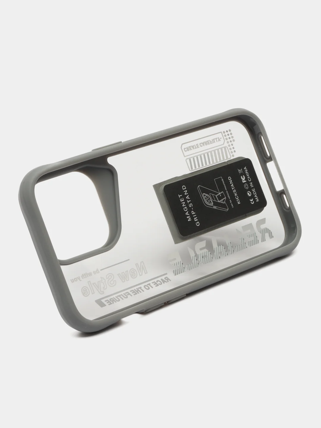 Белый чехол с подставкой на iPhone 13 Pro (Айфон 13 Про)