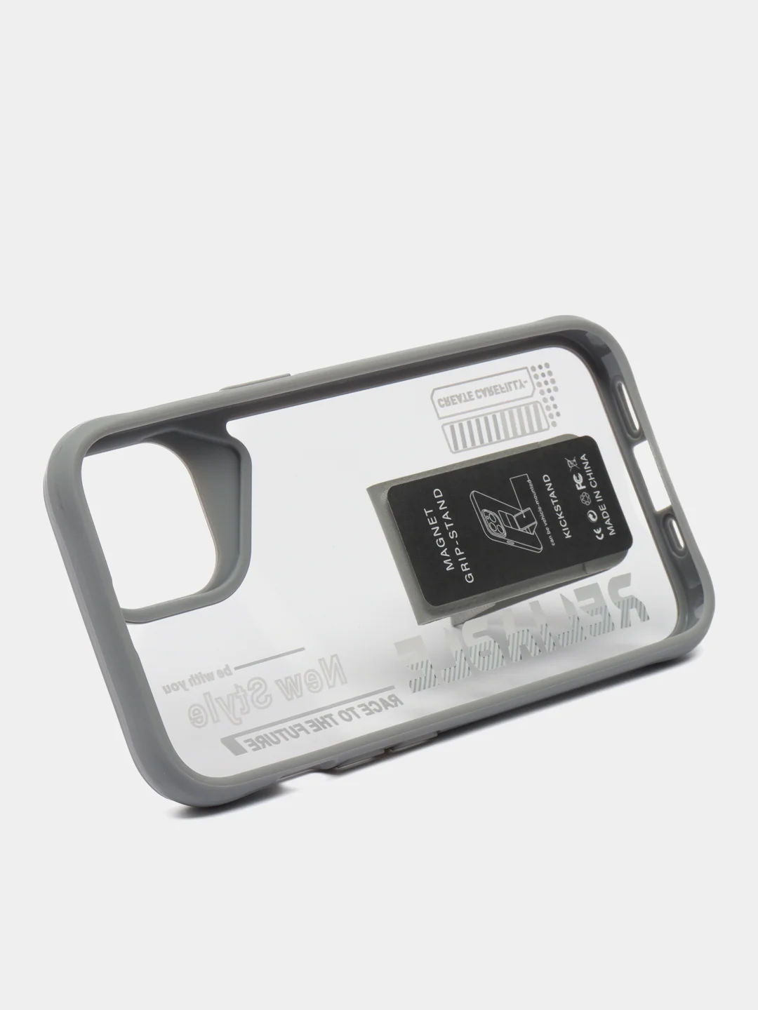 Серый чехол с подставкой на iPhone 14 (Айфон 14)