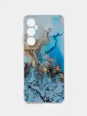 Голубой силиконовый чехол на Realme C65 / Реалми С65 прозрачный, с рисунком, защита камеры