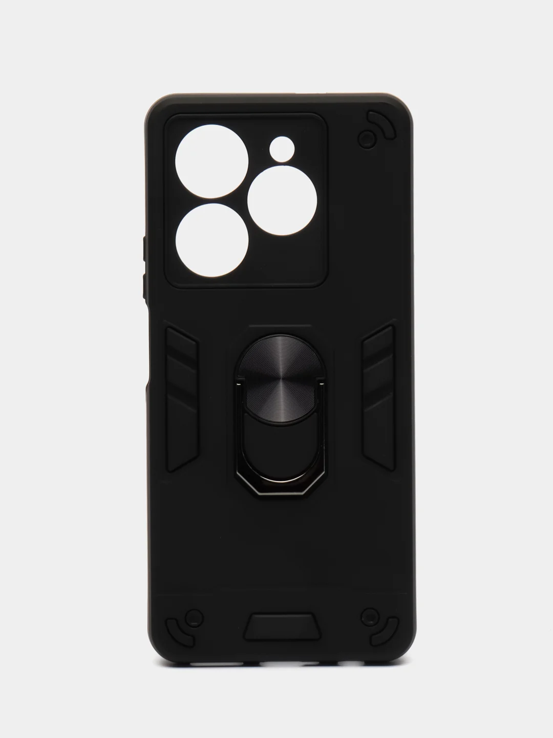 Черный чехол для Infinix Hot 40/Hot 40 PRO/Spark 20 Pro противоударный с металлическим кольцом