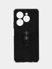Черный чехол для Infinix Hot 40/Hot 40 PRO/Spark 20 Pro противоударный с металлическим кольцом