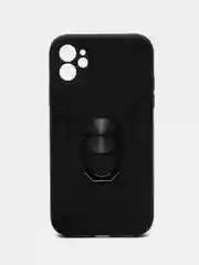 Синий чехол iPhone 11 (Айфон 11) противоударный, с металлической подставкой кольцом