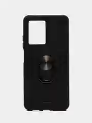 Черный чехол Xiaomi Poco X5 Pro 5G противоударный, с металлической подставкой кольцом