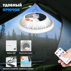 Белый светодиодный кемпинговый фонарь на солнечной батарее, зарядка от USB, функция POWER BANK