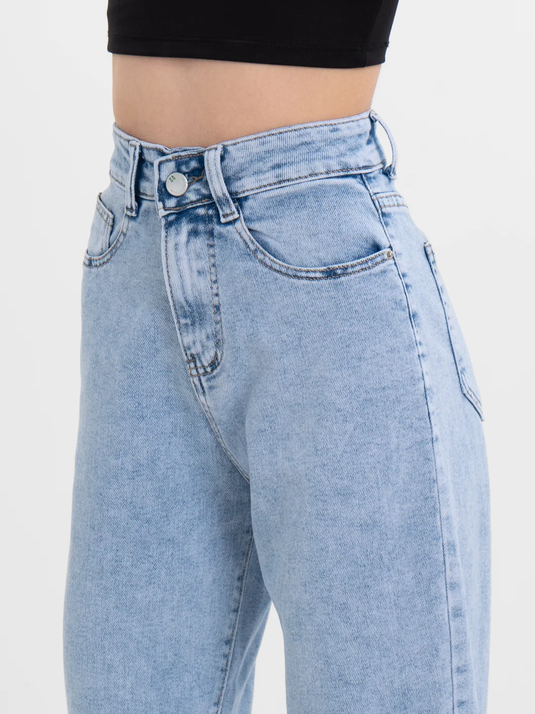 Голубой джинсы женские mom fit с высокой посадкой, голубые и черные МОМ