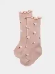 Коралловый меланж детские носки, гольфы с цветочками