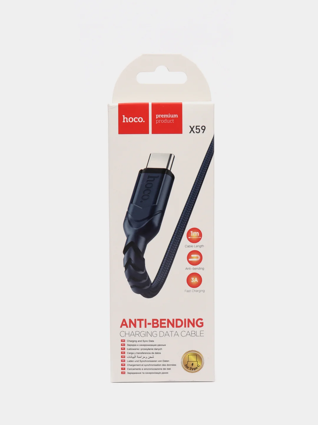 Синий кабель HOCO X59 1/2/ метра (USB Type-C, 3А, для Android)