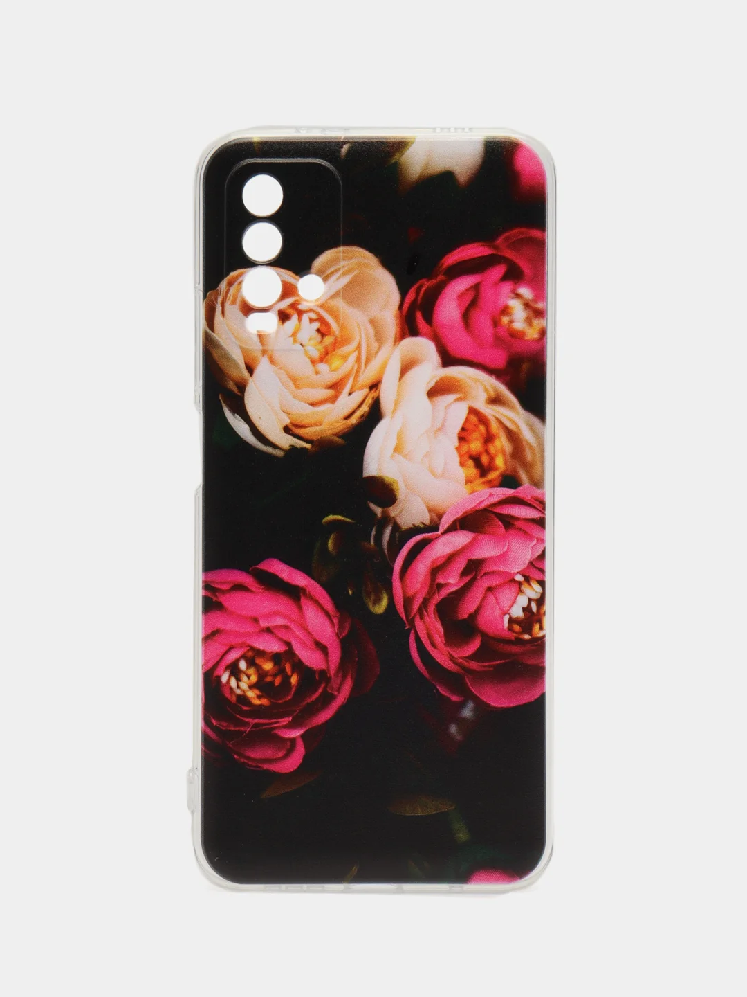 Кораллово-розовый силиконовый чехол на Xiaomi Redmi 9T / Редми 9Т прозрачный, с рисунком, защита камеры