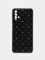 Черный силиконовый чехол на Xiaomi Redmi 9T / Редми 9Т прозрачный, с рисунком, защита камеры