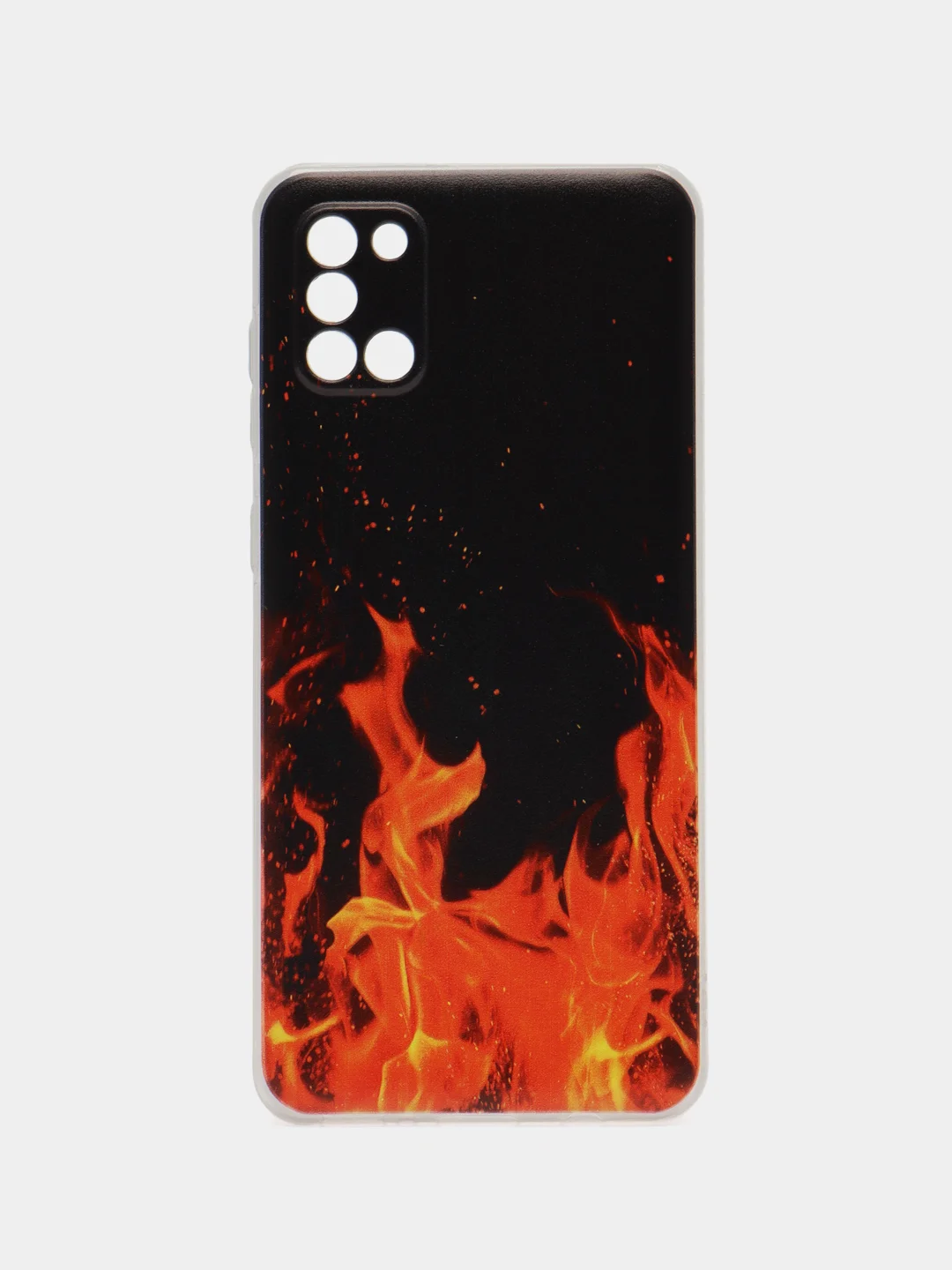 Оранжевый чехол на Samsung Galaxy A31 / Самсунг А 31 прозрачный, с рисунком, защита камеры