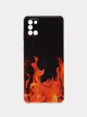 Оранжевый чехол на Samsung Galaxy A31 / Самсунг А 31 прозрачный, с рисунком, защита камеры
