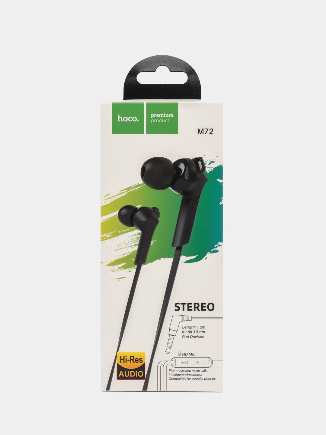 Черный вакуумные наушники Hoco M72 3.5mm Jack