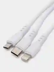 Белый кабель зарядный USB 3in1
