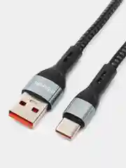 Черный 2 метра нейлоновый зарядный кабель провод для Lightning Micro-USB Type-C