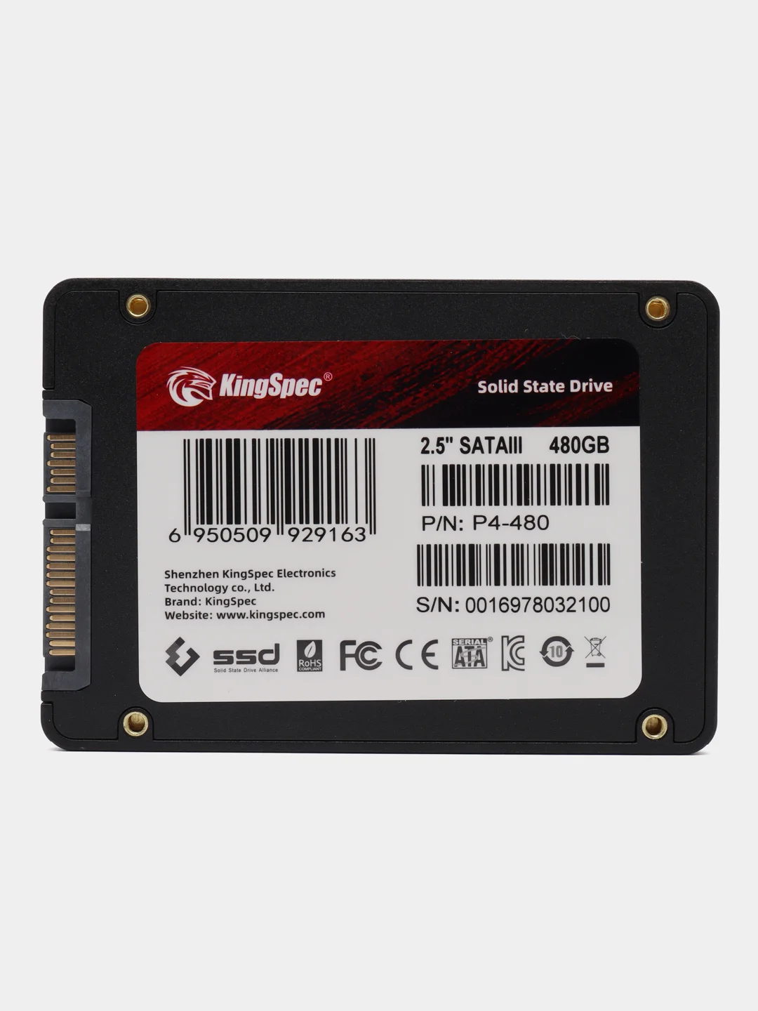 SSD накопитель KINGSPEC P4-480, 480 Гб, 2.5", SATA III, SATA