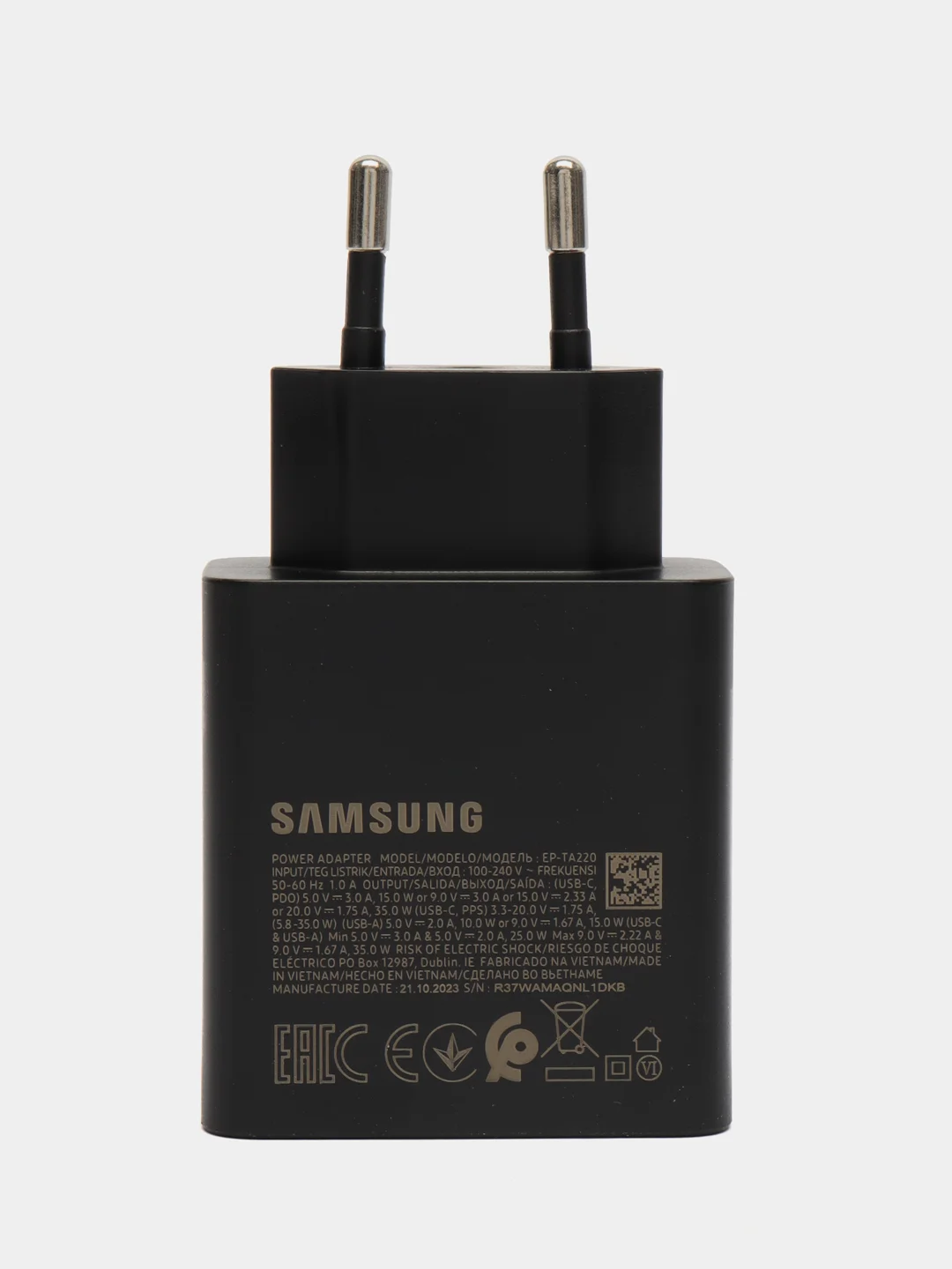 Зарядное устройство Samsung EP-TA220 PowerDelivery, 35 Вт, черный, РОСТЕСТ