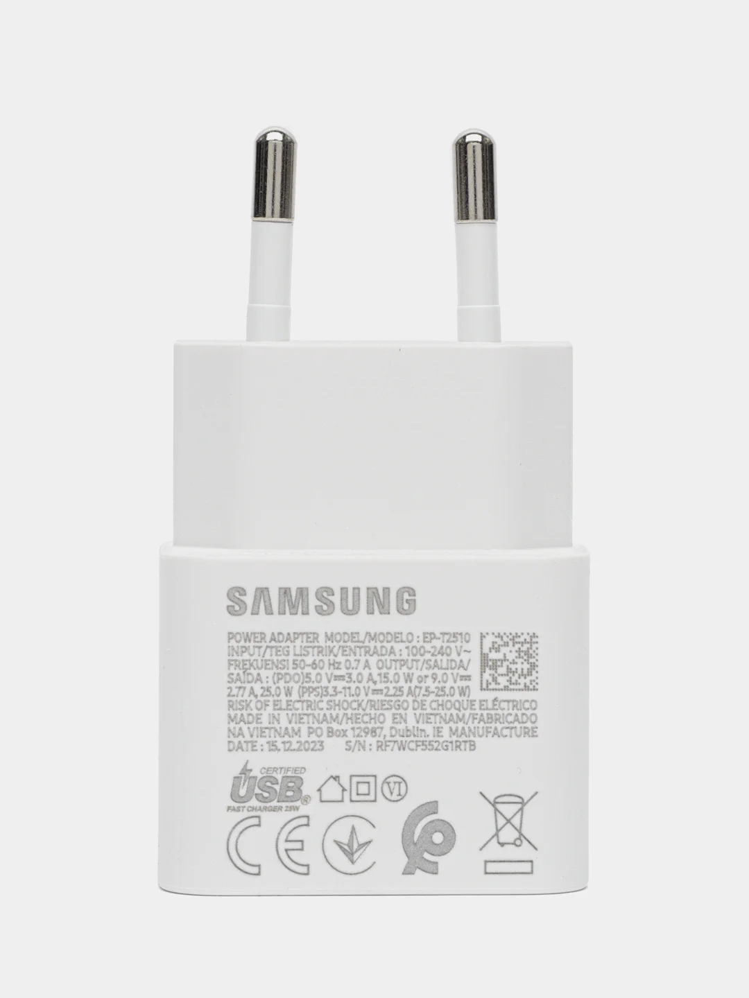 Зарядное устройство Samsung USB-C 25W ,EP-T2510NWEGWW, белое, ростест