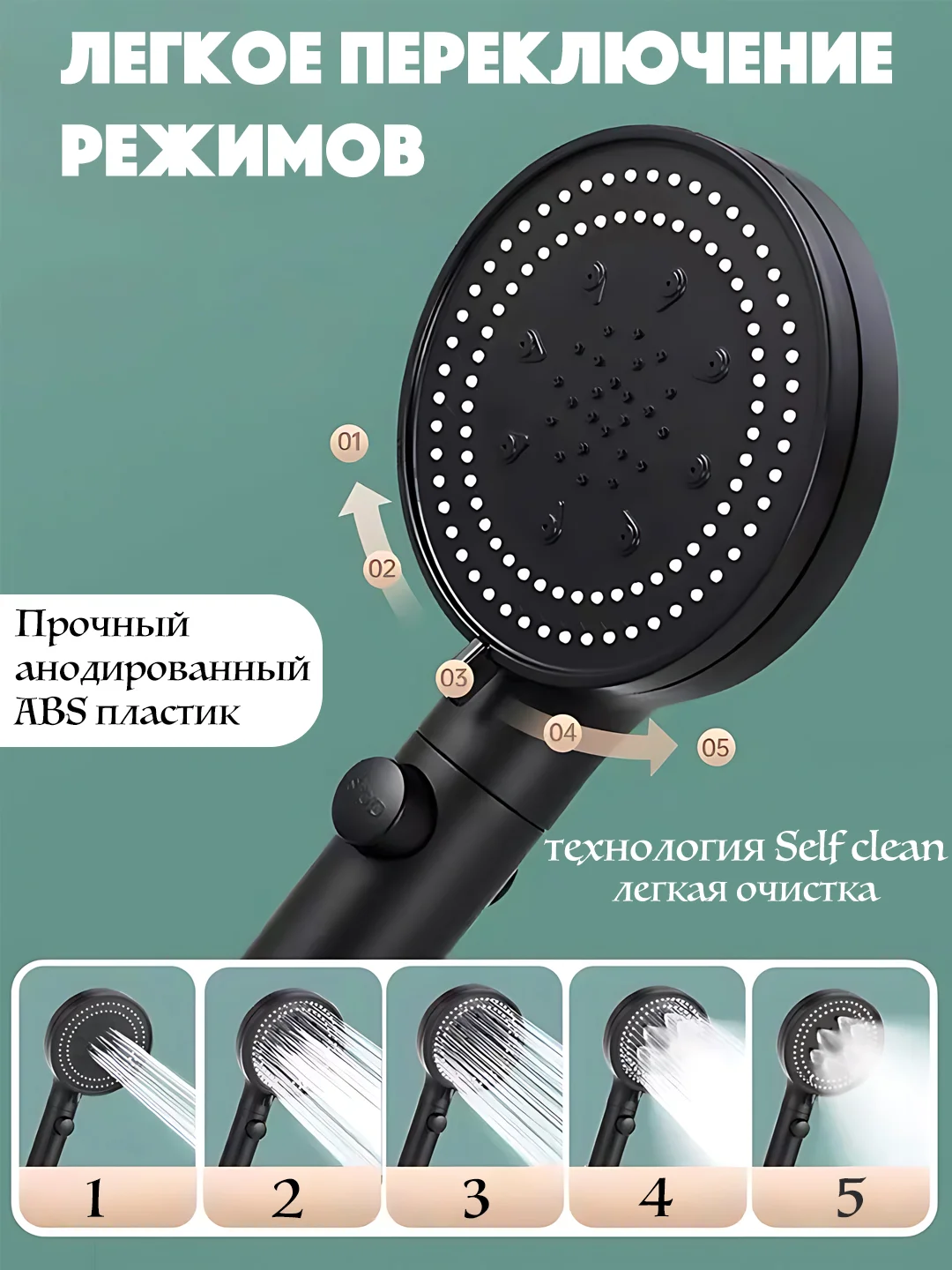Черный лейка для душа 5 режимов со шлангом массажная, душевая лейка водосберегающая, серебристая