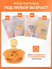 Оранжевый соска пустышка "Будь здоров!", 0+, 3+, 6+, 9+, латексная, классическая, круглая 1 шт