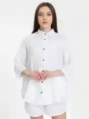 Белый летний женский костюм из муслина