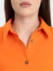 Оранжевый летний женский костюм из муслина