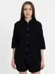 Черный летний женский костюм из муслина