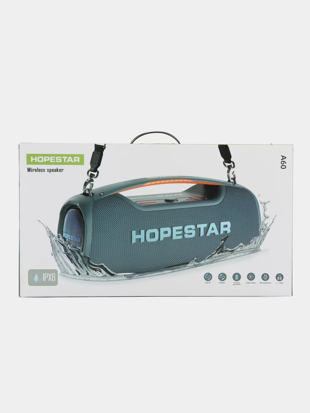 Синий портативная Bluetooth колонка HOPESTAR A60-100W с микрофоном и RGB подсветкой, функция TWS