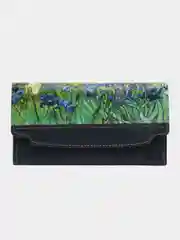 Синий меланж женский кошелек INES, на кнопке, 20*11*2, натуральная кожа