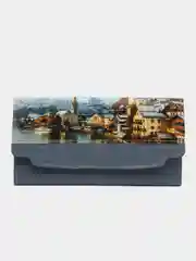 Серый женский кошелек INES, на кнопке, 20*11*2, натуральная кожа