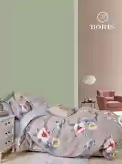 Розовый комплект постельного белья на резинке ДВУХСПАЛЬНОЕ, пододеяльник,простынь
